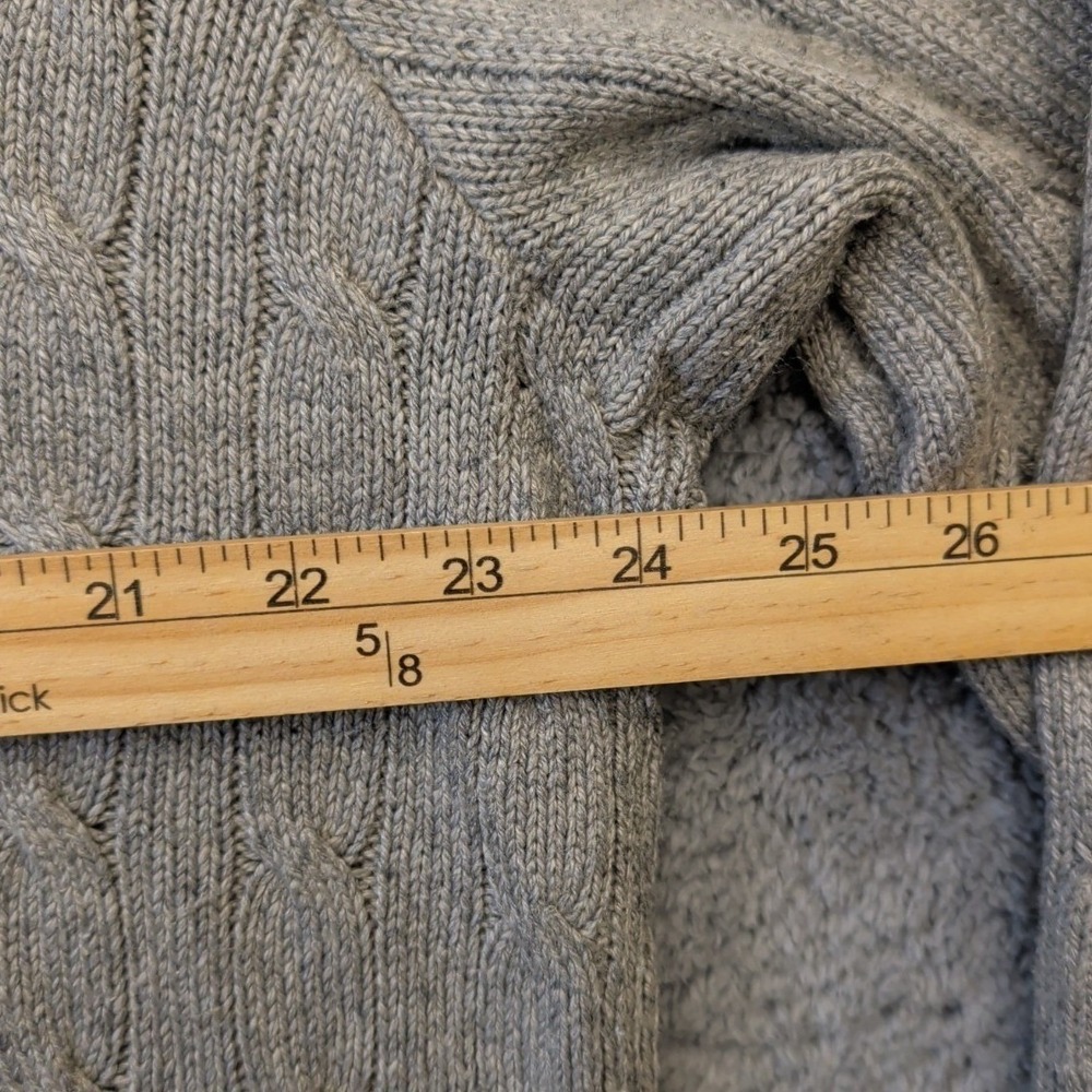 Polo Ralph Lauren Mens Sz XL Cable Knit V Neck Sweater 100% Tussah Silk Grey - Picture 6 of 7